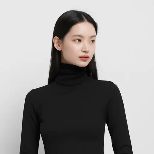 她穿了一件黑色的羊毛套头衫。