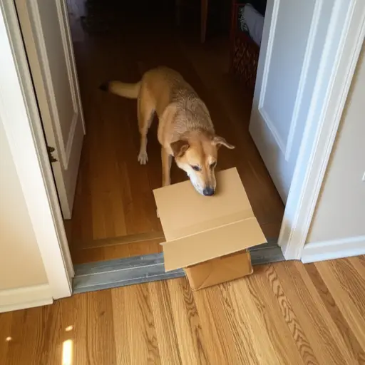 那只狗自己设法把箱子拖进了房间。