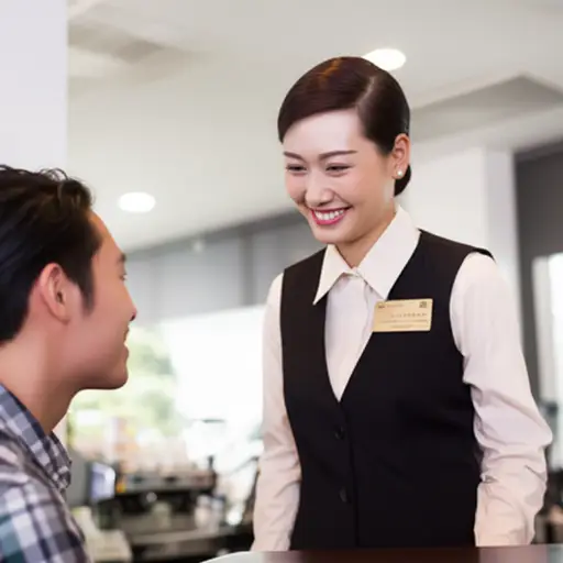 "谢谢你等待。" "不客气。"