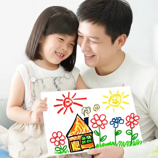 我的宝贝女儿今天画了一幅漂亮的画给我看。