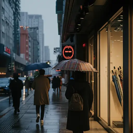 天气冷，我想我得买把伞，因为看起来要下雨了。