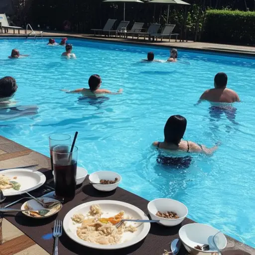 午饭后，我们去快速游了个泳。