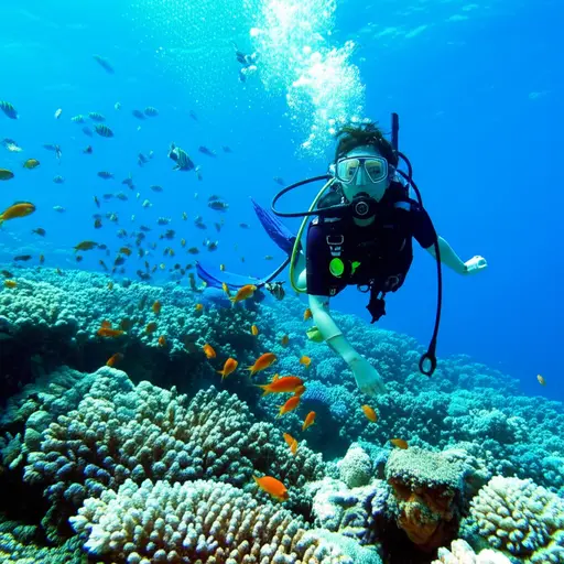 她参加了潜水课程来探索珊瑚礁。