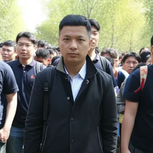 他正站在最前面。