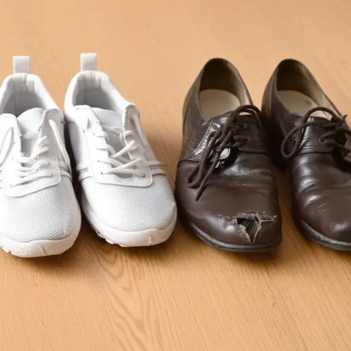 她已经穿坏了两双鞋子。