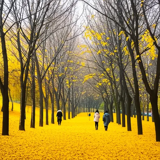 到十一月初，天气变冷，树木开始落叶。