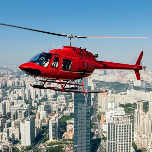 我们乘坐直升机游览了这座城市。