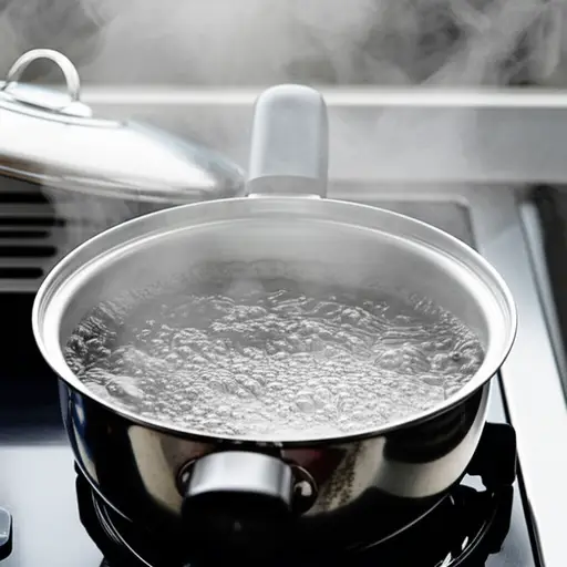 锅里的水开了。