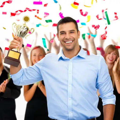 经过多年的努力，他的成功是一个梦想成真。