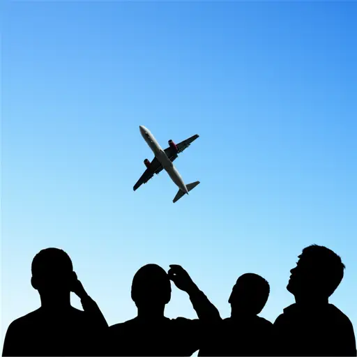 一架飞机从我们头顶飞过。