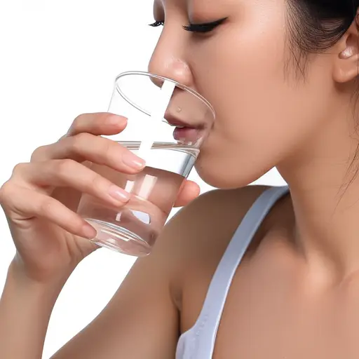 她把杯子举到唇边，喝了一小口。