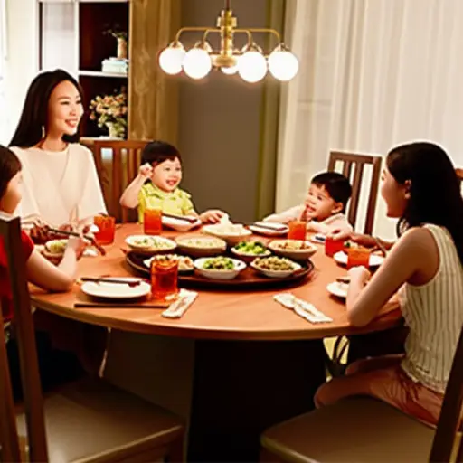 我们围坐在桌旁吃晚饭。