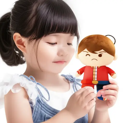 她喜欢那个卡通角色。