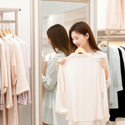 她买了一件新的丝绸衬衫。