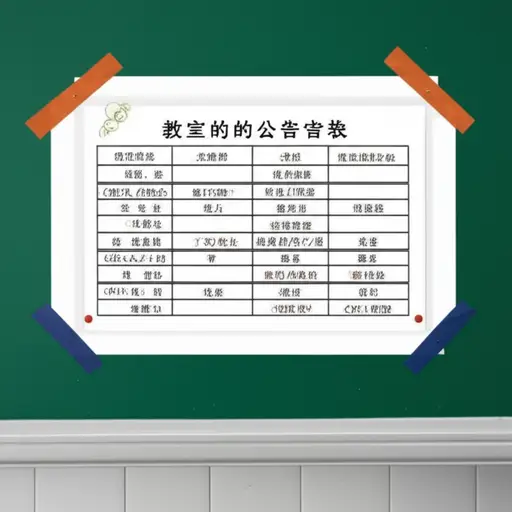 课程表贴在公告板上。