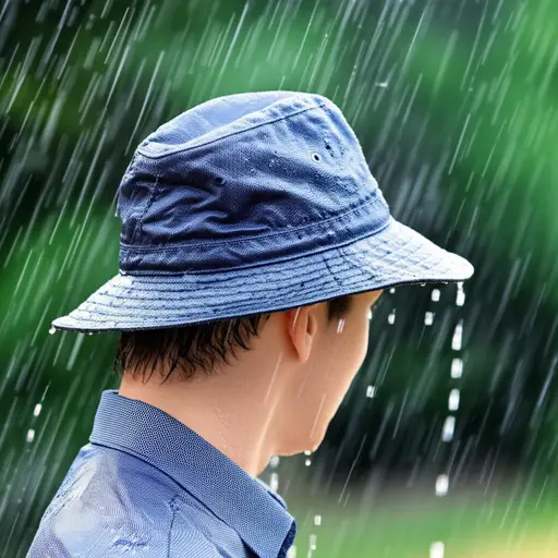 我的帽子让我的头发保持干爽。