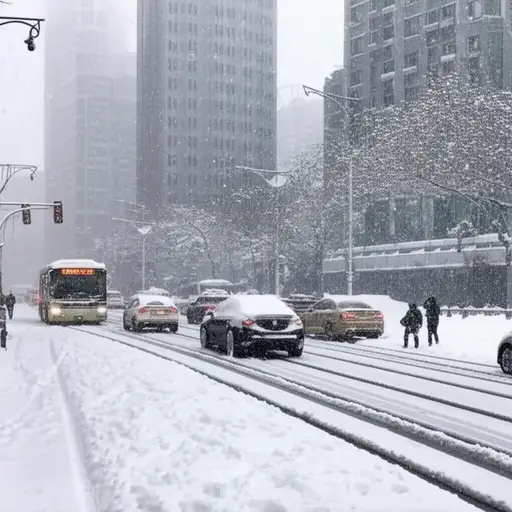 一场大雪扰乱了城市的交通系统。