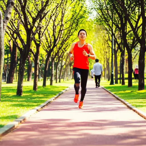 看！那个跑步的人跑得真快。