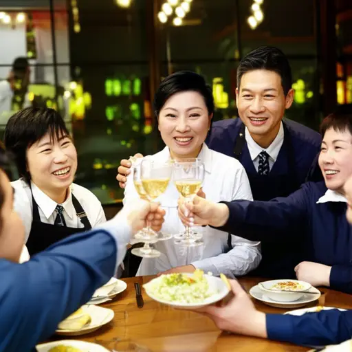 她的老板带团队出去庆祝了。