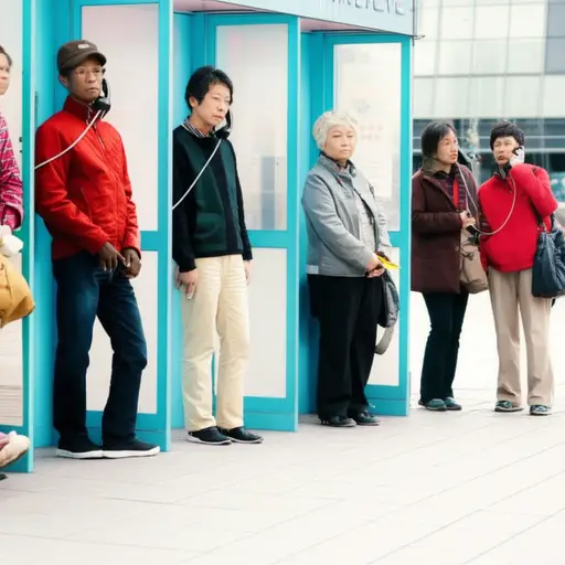 很多人在等着用电话。