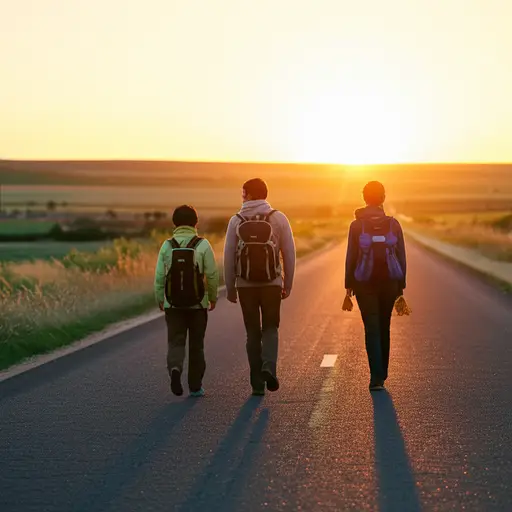 我们向西旅行。