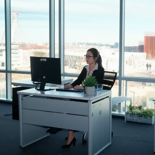 她在一楼工作。