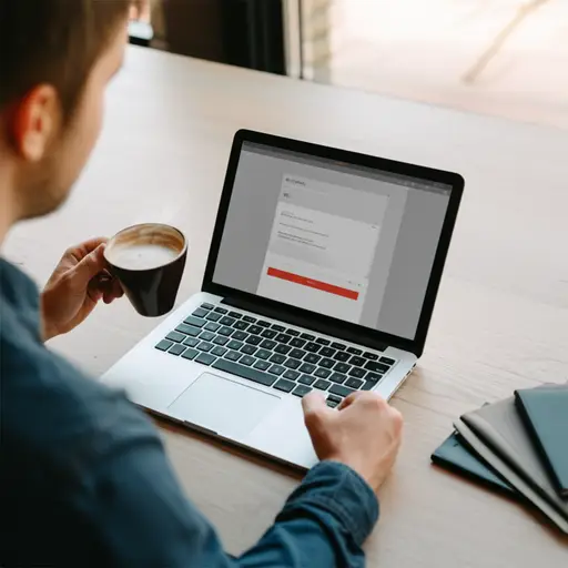 和往常一样，他早上喝过咖啡后才查看邮件。