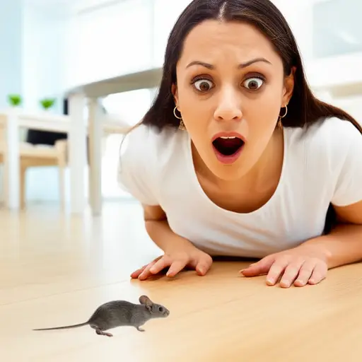 她看到一只老鼠跑过地板时尖叫起来。