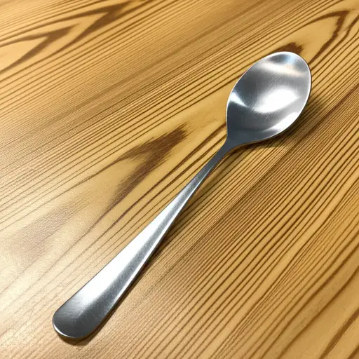 桌子上有一把银色的勺子。