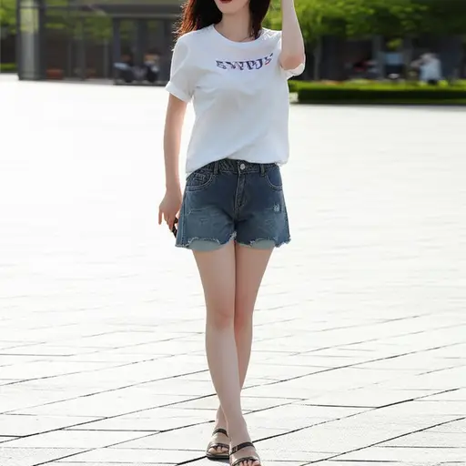 下午我更喜欢穿牛仔短裤或裙子配一件普通的T恤和凉鞋。