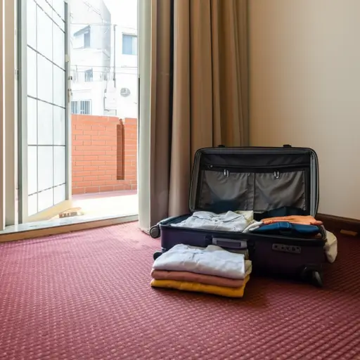 我打开行李后去散步了。