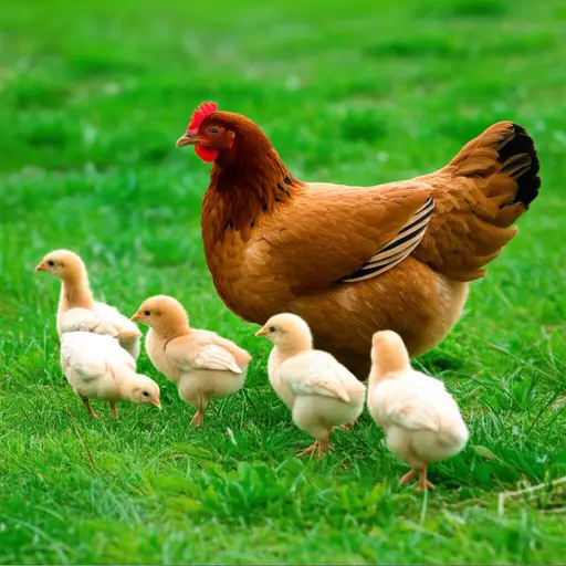 一只母鸡被称为hen。