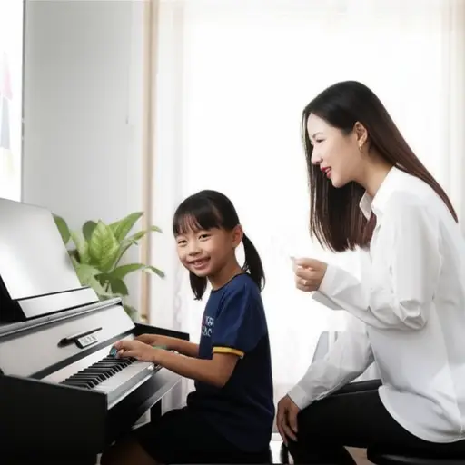 我的第一节钢琴课很有趣。