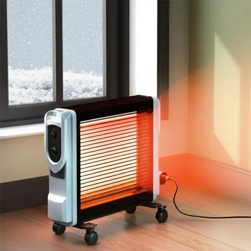 冬天我们用电暖器给房间取暖。