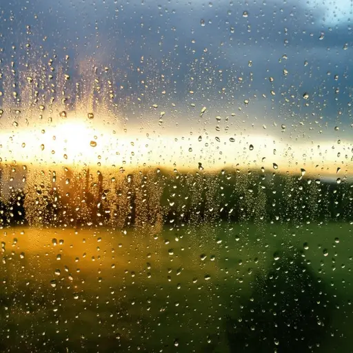 雨水敲打着窗玻璃。