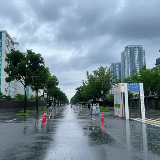 突然开始下大雨。