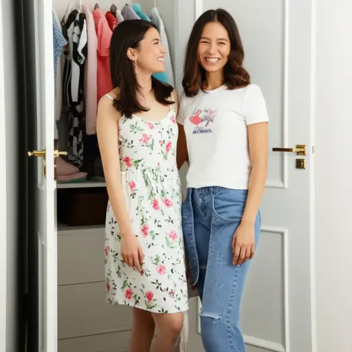 她们总是穿彼此的衣服。