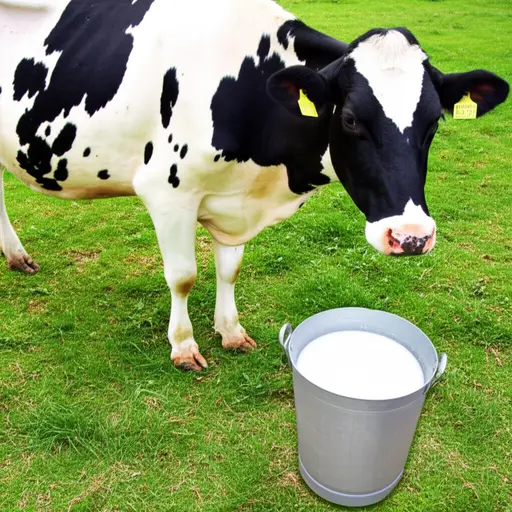 这头奶牛产很多牛奶。