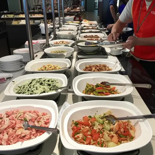 在自助餐上，你可以随意取用任何你喜欢的食物。