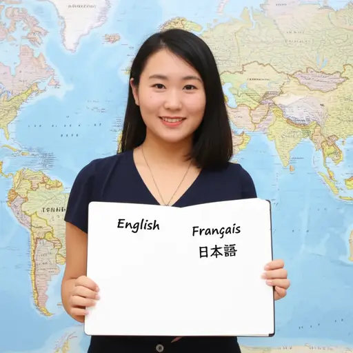 除了英语，她还会说法语和日语。