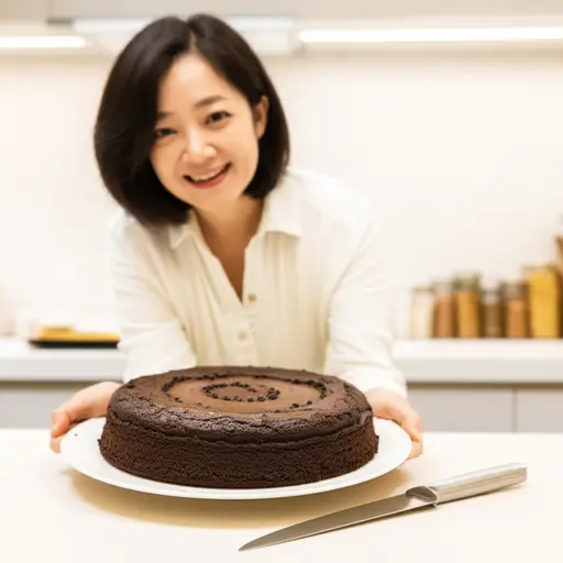 我妈妈做的巧克力蛋糕非常好吃。