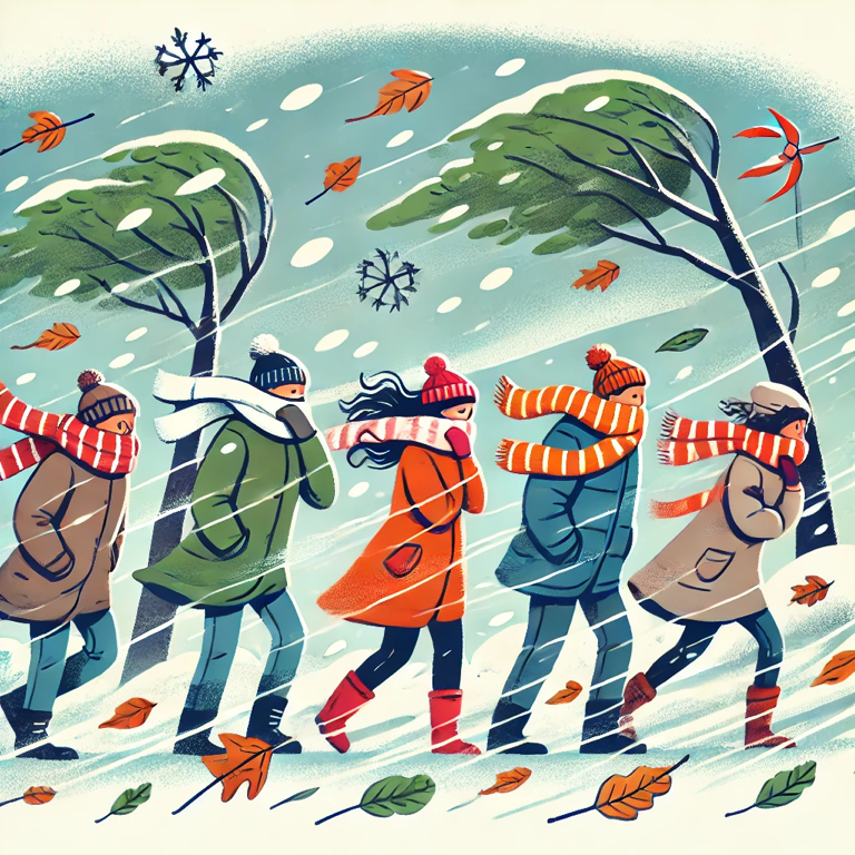 天气寒冷，有风。