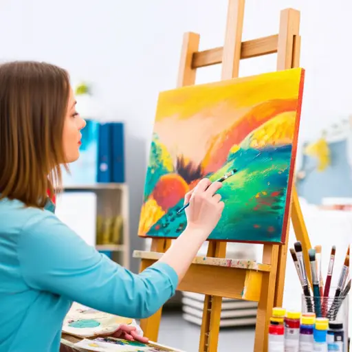 我妈妈是一位艺术家，她画漂亮的画。