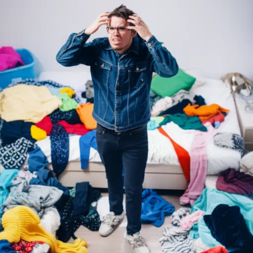 他把脏衣服扔得满地都是，这快把我逼疯了。