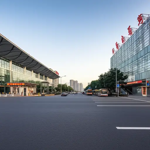 电影院在车站对面的马路那边。