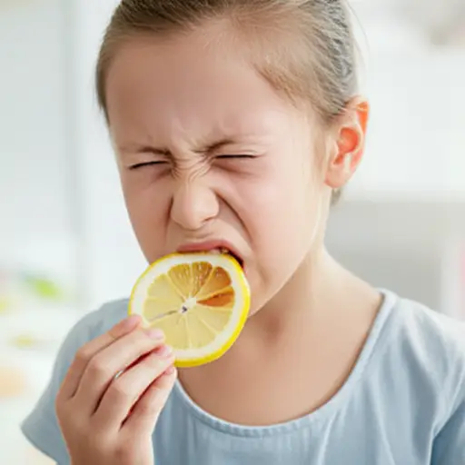 她尝到酸的东西时经常做鬼脸。