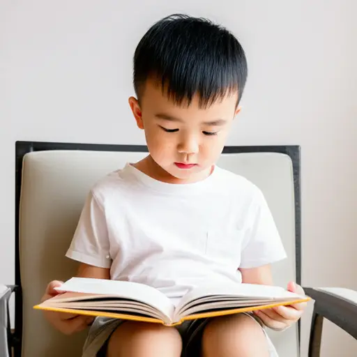 那个孩子正在读一本书。