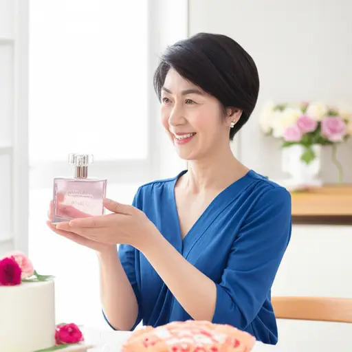 我妈妈生日时我送了她一瓶香水。