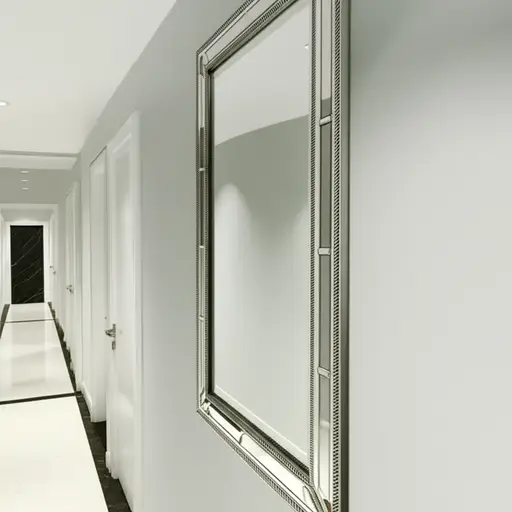 我为走廊买了一面装在华丽装饰框里的镜子。