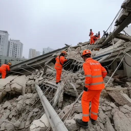 救援队在该区域搜寻幸存者。